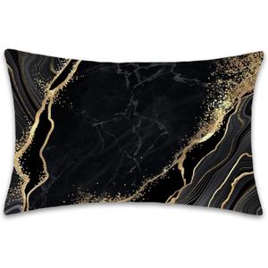 Gold Black Marble Satin Pillow Case King Size,Soft Pillowcases for Hair and Skin Similar to Silk,Pillowcases with Hidden Zipper Bedding Accessories,20X36 Inches,1 Pack