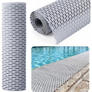 Nuanchu 1 x 10 ft Drainage Pool Mats Non Slip Swimming Pool Floor Mat PVC Outdoor Indoor Doormat with Holes for Bathroom Garage Basement Backyard Patio Restaurant Kitchen Commercial Bars, Gray