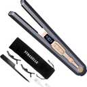 Cordless Hair Straightener, 10000mAh Rechargeable Flat Iron Portable Travel Straightener with Negative Ion, LED Screen & 3D Floating Plates, 2 in 1 Straightener and Curler (Dark blue + Gold)