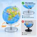 9-in-1 Illuminated World Globe 8 in for Kids & Adults with 88 Constellation Map, Touch Color Changing LED Lamp for STEM Geography Learning,Night Light for Classroom Office & Home Desk Decor