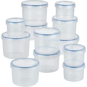 LOCK & LOCK Easy Essentials Food Storage Bin Set/Airtight Container Lids/BPA-Free/Dishwasher Safe, 24 Piece - Clear