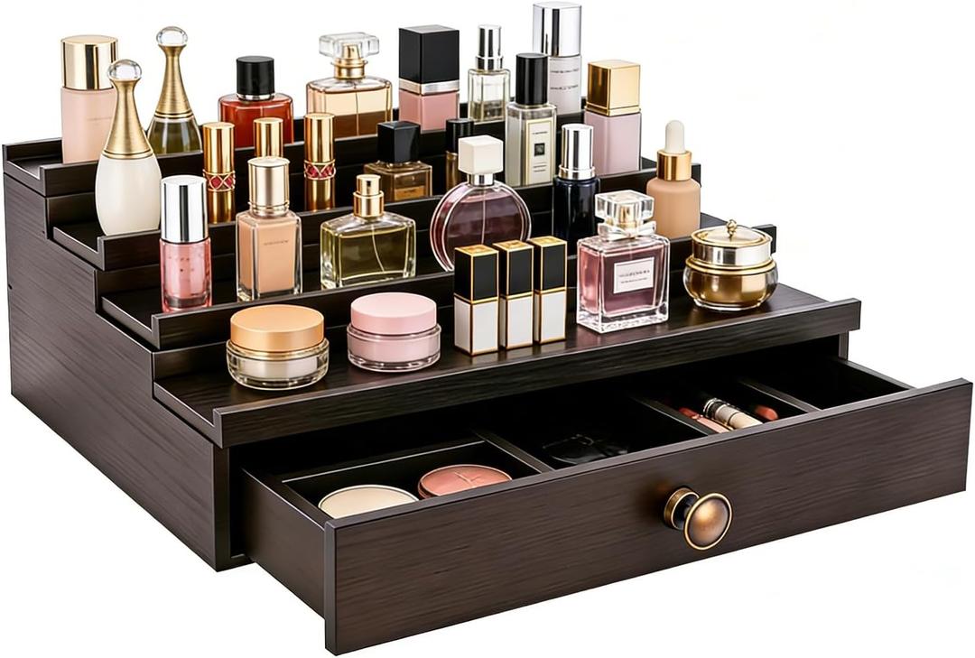 4 Tier Wooden Perfume Stand Cologne Jewerly Organizer