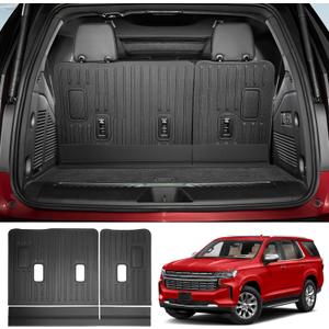 Seat Back Cover Fit for 2022-2024 Chevy Tahoe/GMC Yukon Accessories, Cargo Liner TPE Cargo Mat Back Seat Protector Trunk Mat for GMC Yukon/Chevrolet Tahoe
