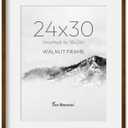 Fun Memories 24x30 Poster Frame with Mat for 18x24 - Solid Walnut Wood Photo Frame, Tabletop and Wall Display, Vertical or Horizontal Display, 24 By 30 Wood Frame with Rounded Corners, Natural Walnut