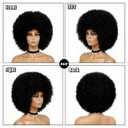 Black Afro Wig with Bangs Short Curly Wigs for Black Women 70s Soft Afro Wig Men Natural Looking Curly Hair Wigs with Bangs 10 Inches Black Puff Synthetic Hair for Daily Party Use