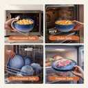 SMIRLY Stoneware Dinnerware Set for 4, 12 pcs Plates and Bowls Set, Blue