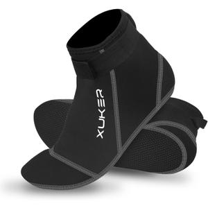 XUKER Neoprene Socks, 3mm Beach Volleyball Sand Soccer Water Wetsuit Socks for Diving Snorkeling Kayaking Paddling (Medium, Grey)