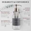 Shower Shampoo Dispenser Wall Mounted 3 Refillable 16.9 oz Clear Bottles with Stainless Steel Pumps & No-Drill Adhesive Holders Soap Dispenser Set for Bathroom (3 X Clear/Silver)