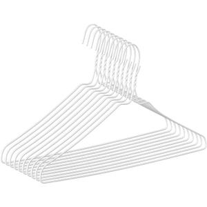 10 Pack Drip Dry Wire Hanger Bulk 16 Inch Galvanized Steel Coat Clothes Hangers with Plastic Coating Dry Cleaner Suit Holders for Home Caped Clothing (White)