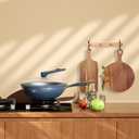 Acacia Wood Round Cutting Board with Handle Wooden Charcuterie Board Wood Pizza Peel, Decorative Serving Board and Platter for Cheese, Bread, Fruits, Vegetables, Kitchen Chopping, Food Prep16.3" x 12"