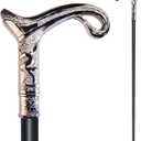 Walking Cane for Men & Women & Seniors - 36.5 Inch Heavy Duty 500+ lbs Capacity, Ergonomic Handle, Decorative & Ornate Design, Gothic & Goth Elegant Matte Black & Gold Artistry, Metal Cane