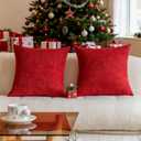 Home Brilliant Red Pillow Covers 20x20 Set of 2 Chenille Throw Pillow Covers Decorative Pillow Cases for Couch Sofa Bed Christmas, 20 inch(50 cm), Red
