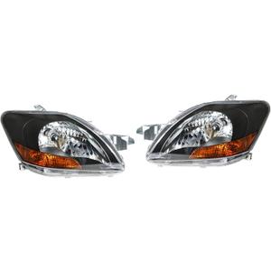 labwork Replacement for Yaris Sedan 2007-2011 Black Housing Projector Headlight Assembly Pair Left+Right Side (Passenger Driver Side)