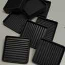 2.5x2.5 Square Rubber Furniture Caster Cups, Anti-Sliding Furniture Pads Bed Stopper Floor Protectors with Grip - Protect Any Flooring (8 Pcs Black)