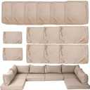 14 Piece Outdoor Patio Cushion Cover Replacement, Waterproof Patio Cushion Covers, Outdoor Furniture Cushion Covers Set for 6 Seat Wicker Rattan Sofa (Blue)