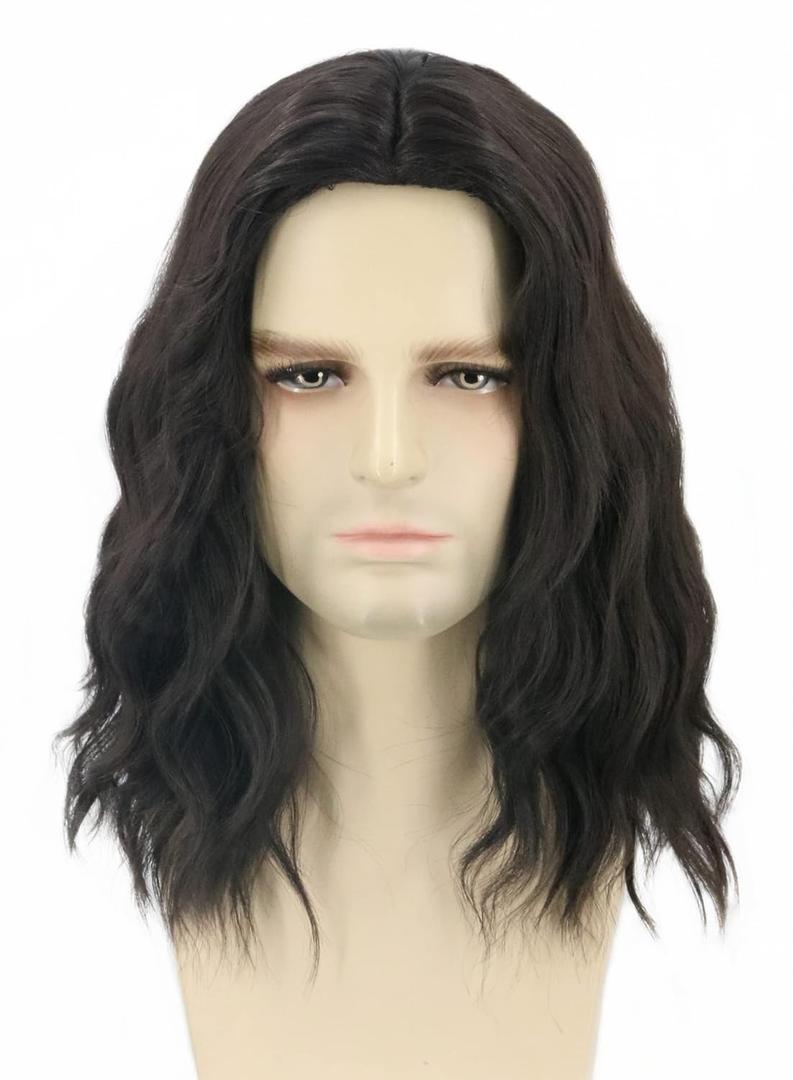 Topcosplay Men Wigs Black Short Curly Hair Funny Wigs for Man Halloween Costume Party Wig
