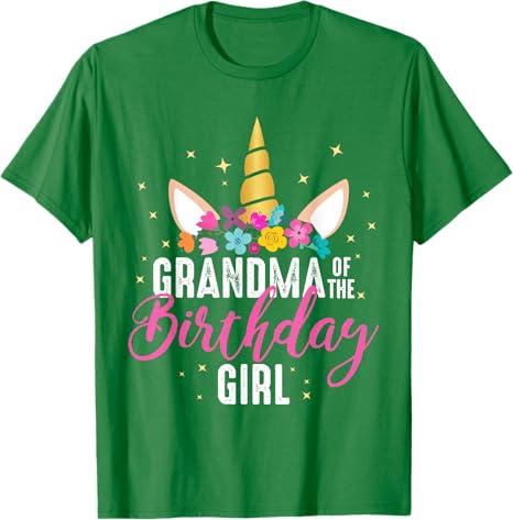 Grandma Of The Birthday Girl Grandma Gift Unicorn Birthday T-Shirt Large