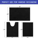 ACCUMTEK Striped Black Bathroom Rug Set 3 Pieces Ultra Soft, Non Slip Chenille Toilet Mat, Absorbent Plush Shaggy Bath Mats for Bathroom, Bedroom, Kitchen (2'8"x1'8"+2'1'5"+U Shape 2'x1'8")