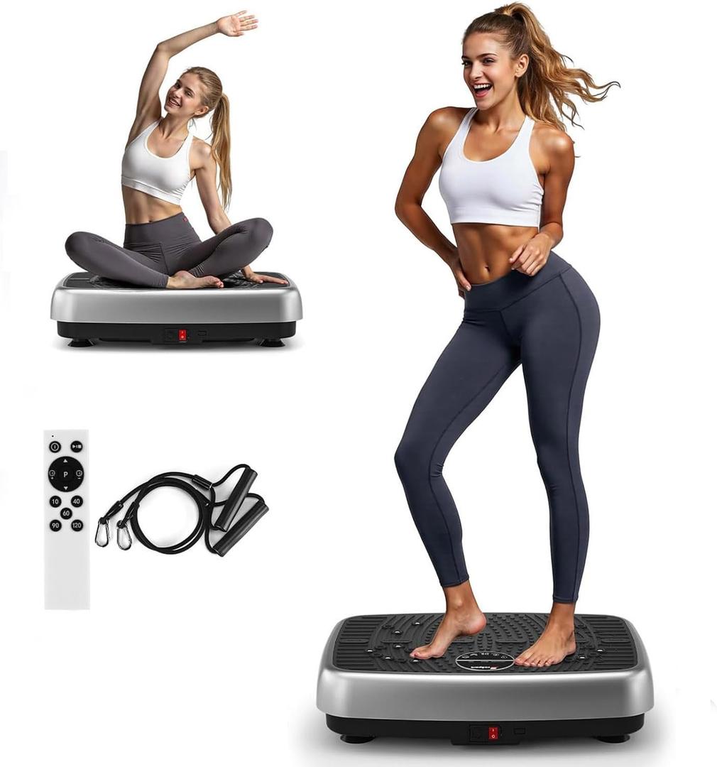 Vibration Plate Exercise Machine, 2026 EvoSpark Dual Motor Vibration Plate for Lymphatic Drainage, 3D & 4D Whole Body Vibration Plates for Weight Loss, Shaker Workout Equipment for Women Men Home
