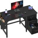 Lufeiya Computer Desk with File Drawers Cabinet, 46.6 Inch Reversible Home Office Desks with Filing Cabinet for Small Space, Gaming Study Writing Table PC Desks, Black