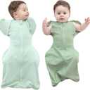 2 Pack Baby Sleep Sack 3-6 Months Soft Cotton Arms Up Swaddle for Newborns Boys Girls, 3-Way Transitional Wearable Sleeping Bag Snug Fit with Removable Cuff Sleeves, 2-Way Zipper Easy Diaper Changing