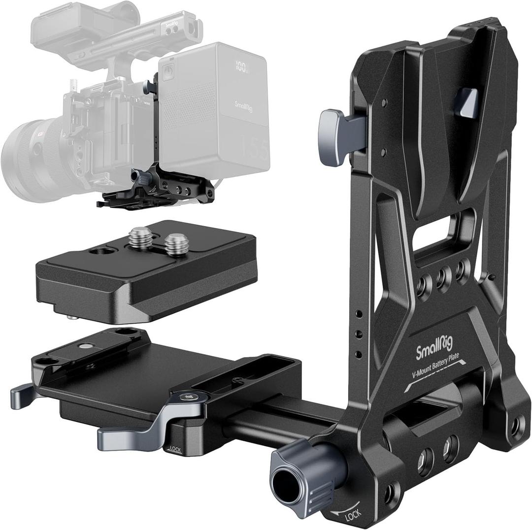 SmallRig Foldable V Mount Battery Plate, Tool-Free, All-in One Mounting Solution for Mirrorless/DSLR Cameras, with Modular Plate for Arca, Compact Camera Video Rig, for NEEWER V Mount Battery PS099E