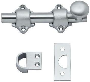 QCAA Solid Brass Dutch Door Bolt, 4", Satin Chrome, Made in Taiwan, 1 Pack