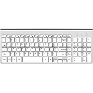 FENIFOX Keyboard Wireless, Ergonomic Compact Silent Quiet Low Profile USB Thin Slim Combo Full-Size 2.4G with Number Pad Portable for Laptop PC Computer - Silver and White