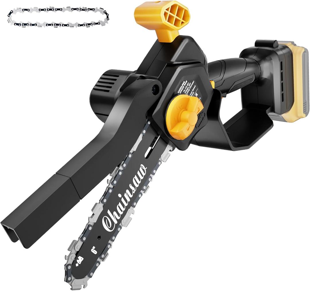 Mini Chainsaw Compatible with DeWalt 20V MAX Battery, 6-Inch Small Cordless Pruning Saw for Tree Trimming, Handheld Electric Wood Cutter with Tool-Free Tensioning & Overheat Auto-Stop (Tool Only)