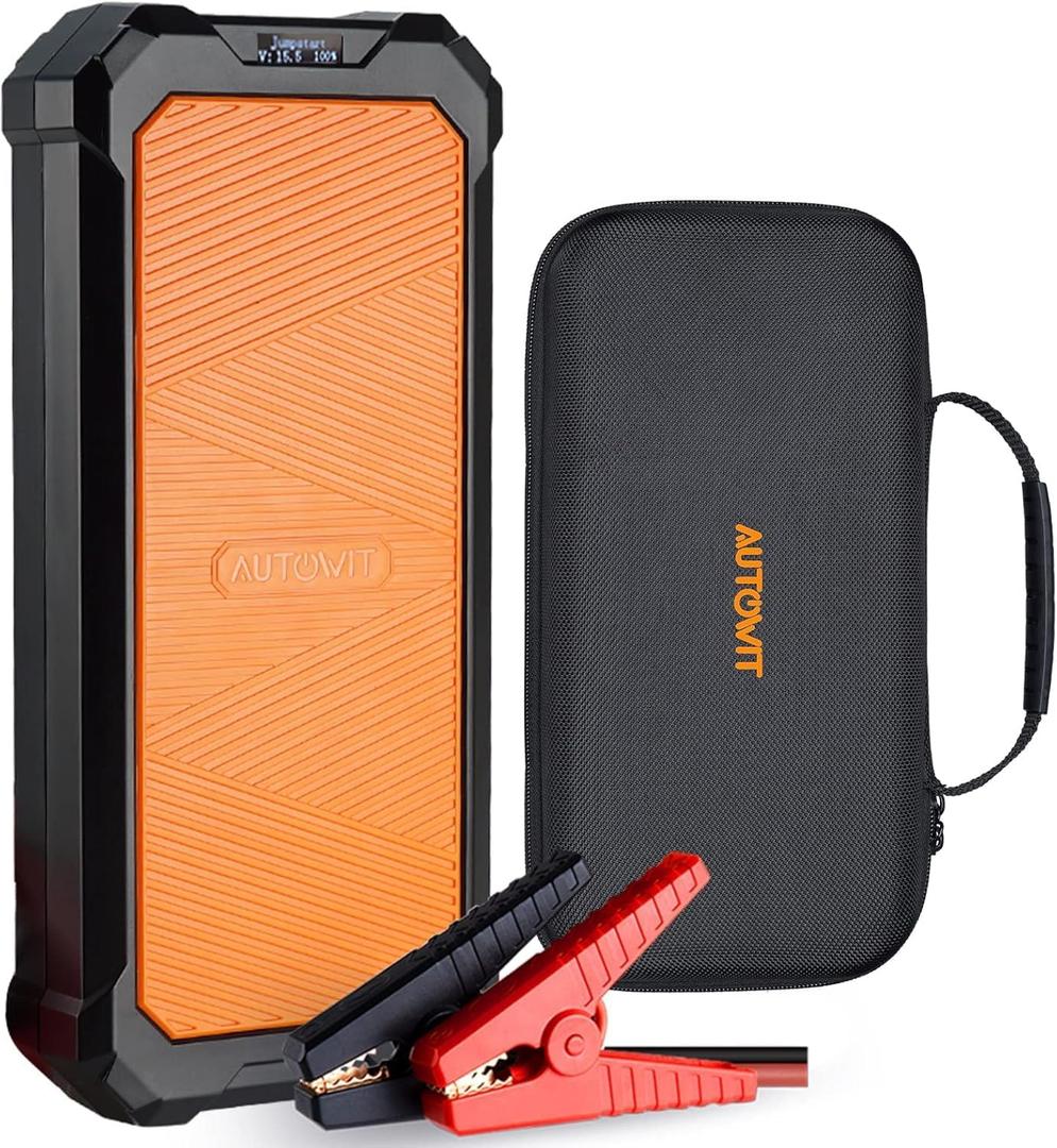 Autowit Super Capacitor Jump Starter, 12V Batteryless Portable Jump Box, Jumper Cables for 8.0 Gas&4.0 Diesel Car, Portable Jump Starter for Car Battery, Bulit-in Supercapacitor, No Need Pre-Charge