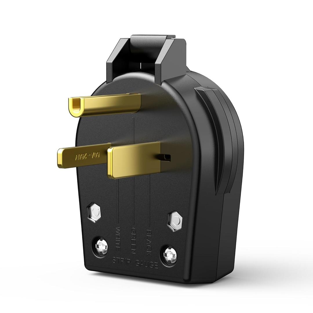 50A Power Plug NEMA 6-50P 50Amps 250V Power Plug, Heavy-Duty NEMA Electric Plug, Plug for EV Chargers, Induction Ranges, Cooktops, Dryers, Generators, Welders, UL Listed (3P NEMA 6-50P)