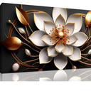 Large Canvas Wall Art Gold and White Flower Picture Wall Decor for Living Room Office Bedroom Decor Wall Painting framed wall art Modern Artwork Decorative Painting Wall Art Ready to Hang 20x40 IN