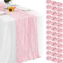 Aktor 12 Pack Pink Table Runner Boho Cheesecloth Table Runner Semi Sheer Gauze Fabric Runners for Wedding Birthday Baby Shower Party Boho Table Decoration Pink