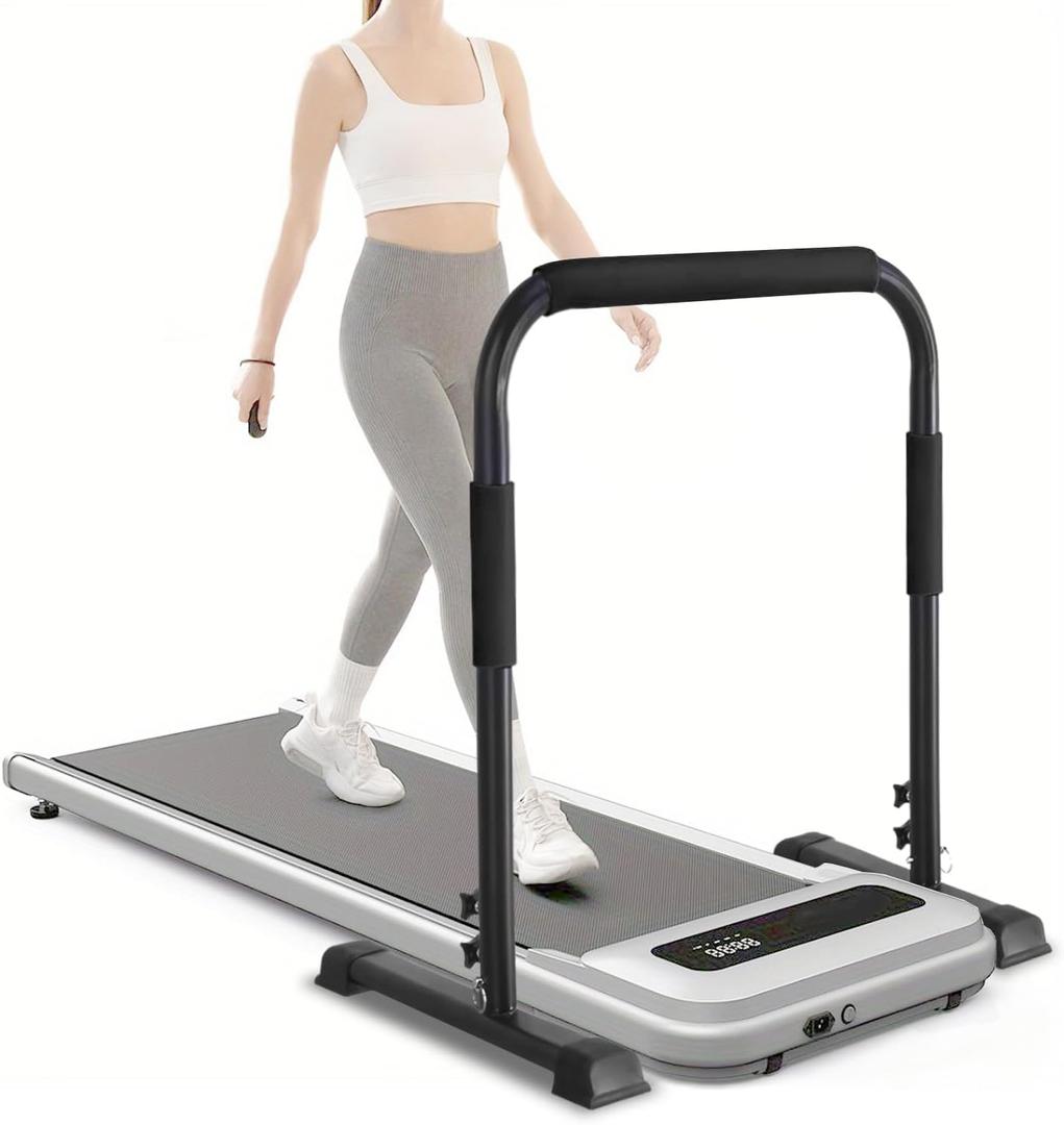 Walking Pad Handle Bar (Handle Only), Compatible with 24.4" Wide Walking Pads, Adjustable Height (Up to 43.3"), Parallel Bars, Non-Slip Base, Sturdy Support,Tool-Free Assembly