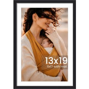 13x19 Picture Frame, Photo Frame with HD Plexiglass, Display Pictures 11x17 with Mat or 13x19 Without Mat for Wall Display, Wall Hanging Photo Frame,1 Pack, Black