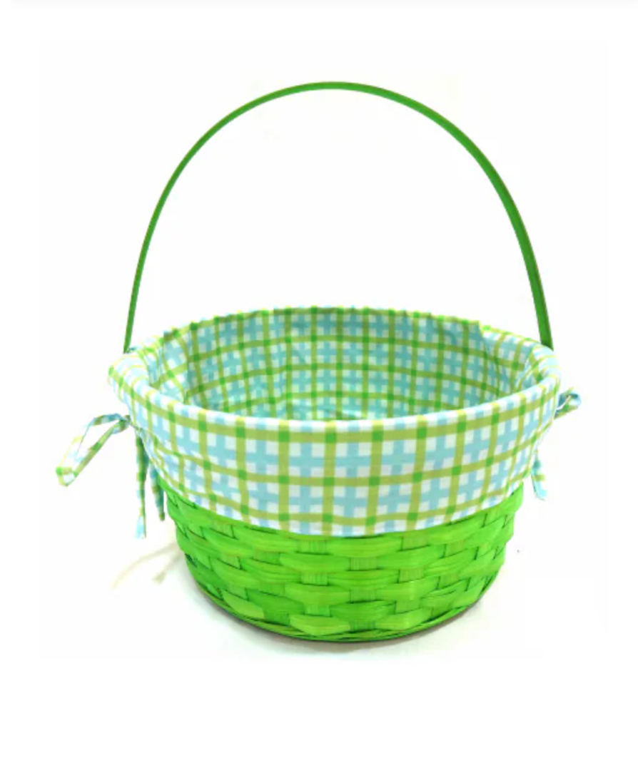 HH 10in Lined Bamboo Basket - Green, 2PCS