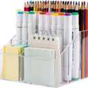 Yesesion Clear Pen Holder, Pen Organizer for Desk, Pencil Cup for Home Office, School Supplies, Art Stationery, Desktop Storage and Accessorizes for Card, Marker, Remote Control