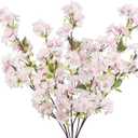 3 Pcs Cherry Blossom Branches for Vase Long Stems Artificial Flowers Spring Summer Decor Light Pink Faux Silk Cherry Blossom Branches for Home Wedding Party Table Centerpieces