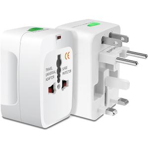 Portable Worldwide Universal Power Adapter All in One International Out of Country Travel Wall Charger Plug for Wall Plug Input in USA EU UK France Italy Australia India Outlets by Cellet