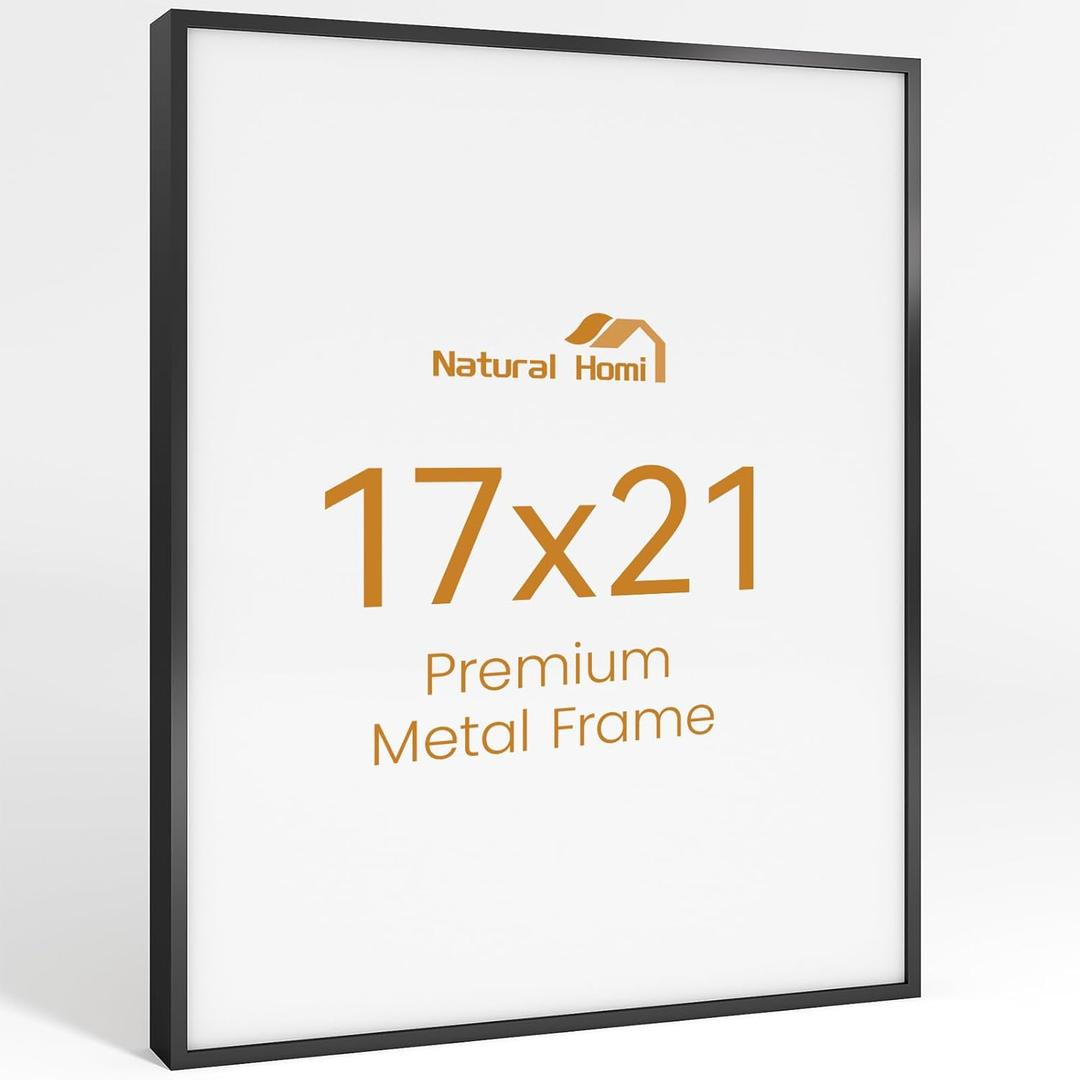 17x21 Aluminum Metal Picture Frame,Tempered Glass Black Photo Frame 17x21 for Family Photo,Posters,Art,Document to Wall Mount Horizontally or Vertically