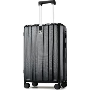 Hanke 24 Inch Checked Luggage Suitcases with Spinner Wheels Lightweight PC Hard Shell Rolling Suitcase with Lock Travel Luggage for Women Men (Jet Black)