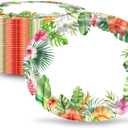 50 Count Hawaiian Luau Oval Paper Plates 10" X 12" Large Disposable Platters Party Goods Set Tropical Aloha Serving Dish Tray for Summer Beach Holiday Tableware Supplies Decor