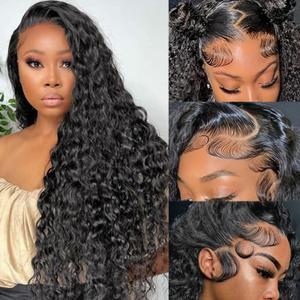 30 Inch Water Wave Lace Front Wigs Human Hair Wet and Wavy 13x6 HD Lace Front Wigs Pre Plucked with Baby Hair 200 Density Deep Part Curly Wigs for Women Natural Color