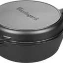 VORRINGARD Pre-seasoned Cast Iron Double Dutch Oven Pot with Skillet Lid, for Bread Baking, Outdoor, Campfire Cooking, 3 Quart