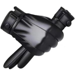 Leather Gloves For Men,Winter Warm Touch Screen Motor Gloves,Soft Cashmere Lining-Christmas, Valentine's Day present (Black, L)