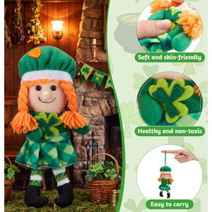 Shappy Leprechaun Plush Girl Toy St. Patrick's Day Plush Toy Doll St Patricks Day Decorations Irish Stuffed Decor (Girl)