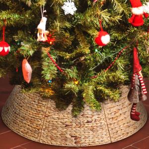 Liliful Christmas Tree Collar Woven Tree Collar Tree Ring Farmhouse Tree Collar Wicker Rustic Tree Skirt for Christmas Tree Decorations(Natural,42 Inches)