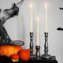 Retisee 50 Pack Flameless Taper Candles Bulk 10.8 Inch Ivory Spiral Battery Operated Flickering Warm 3D Wick Light LED Candlesticks for Halloween Christmas Wedding Home Window Decorations