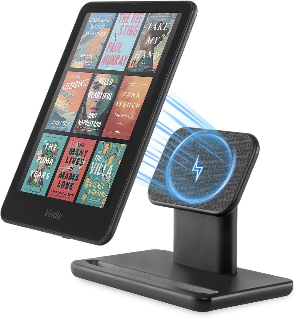 CoBak Wireless Charger Stand Compatible with iPhone & Kindle Colorsoft Signature Edition & Paperwhite Signature Edition, Wireless Charging Dock for Wireless Devices, Black