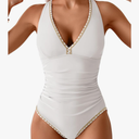 B2prity One Piece Swimsuit for Women Tummy Control Ruched Bathing Suit Push Up Tie Back Swimwear Shell Stitched, M